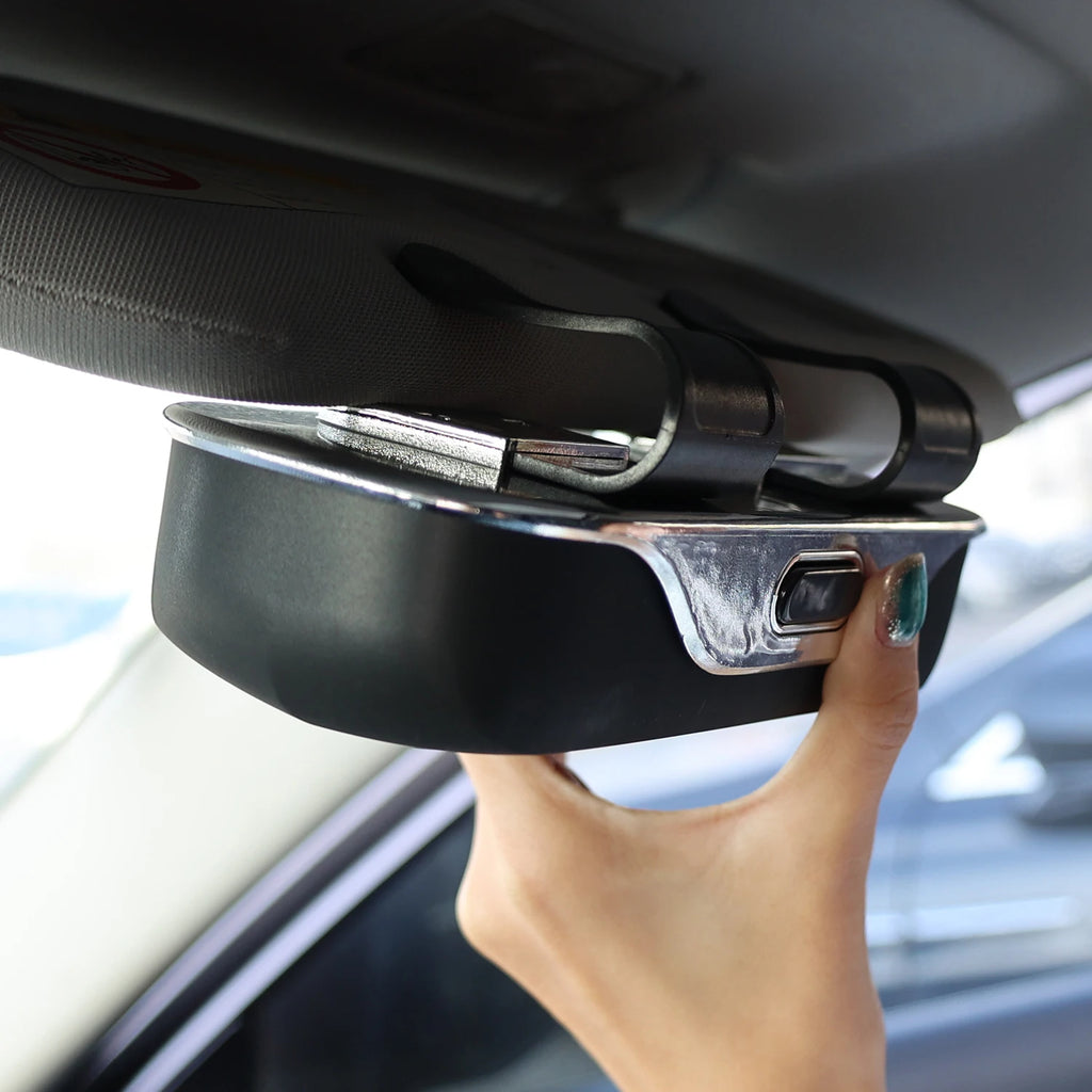 Portable Car Glasses Holder Sun Visor Clip Box