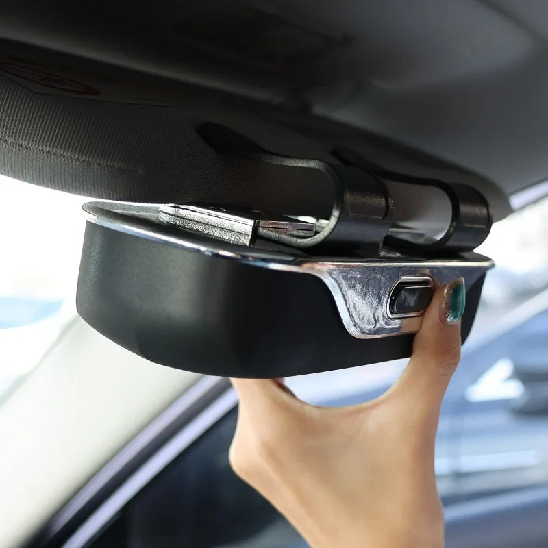 Portable Car Glasses Holder Sun Visor Clip Box