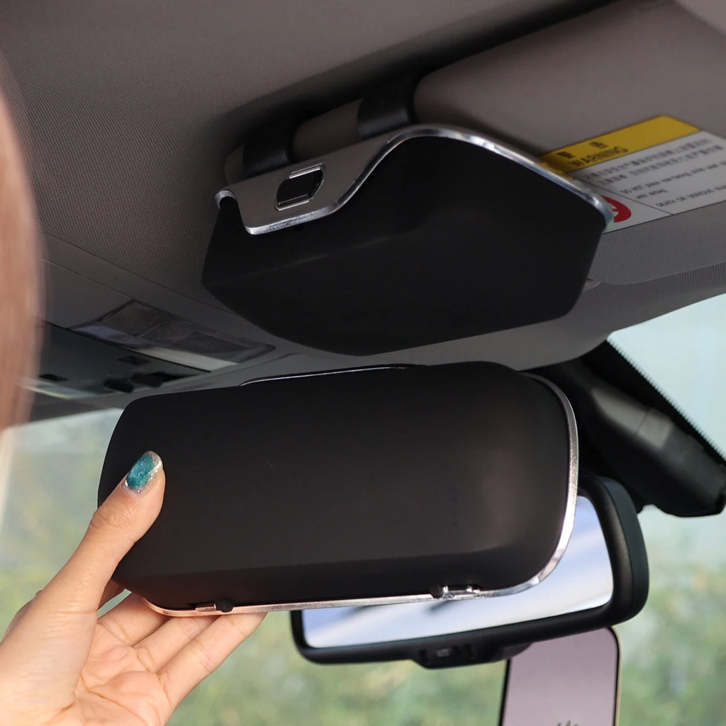 Portable Car Glasses Holder Sun Visor Clip Box