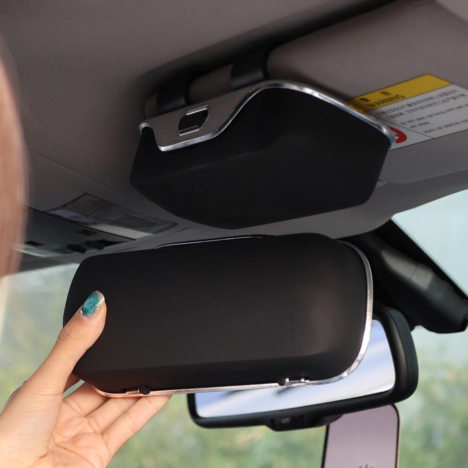 Portable Car Glasses Holder Sun Visor Clip Box